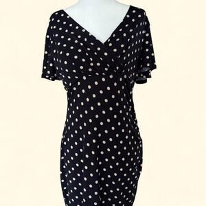 Liz Claiborne Black Polka Dot Coquette Date Night Wrap Dress